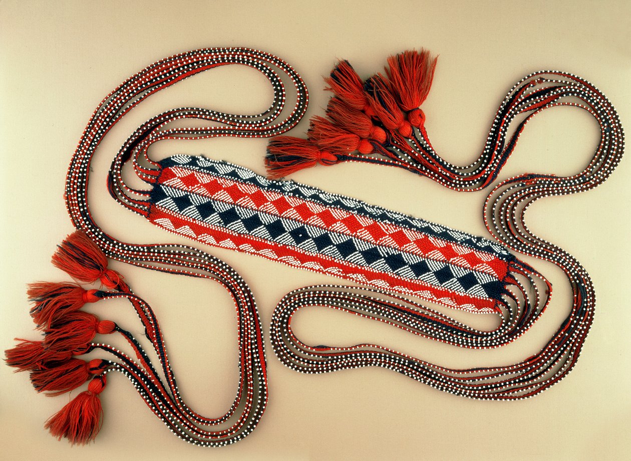 Faixa, c.1820s (lã e missangas) de American School