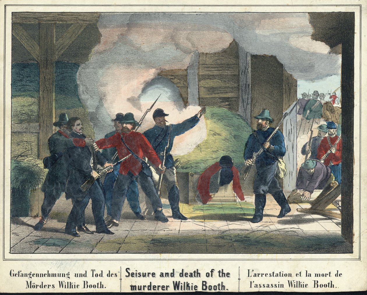Apreensão e morte do assassino Wilkie Booth, pub. 1865 de American School