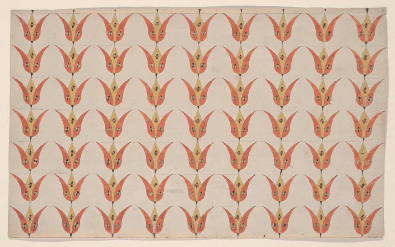 Sete Linhas de Tulipas, Pintura Fraktur, c.1800-20 de American School