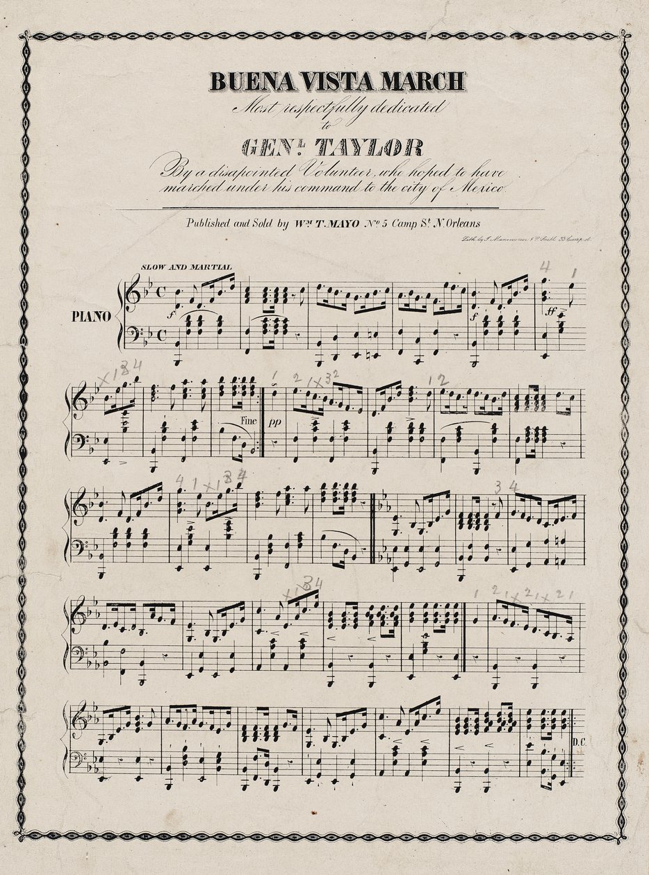 Sheet Music, Buena Vista March de American School