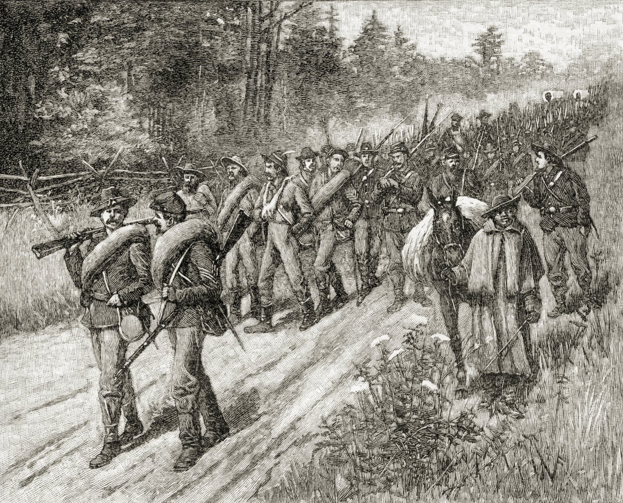Exército de Sherman em marcha para o mar em 1865, de "Uma Breve História dos Estados Unidos", publicado pela AS Barnes und Co. em 1885 de American School