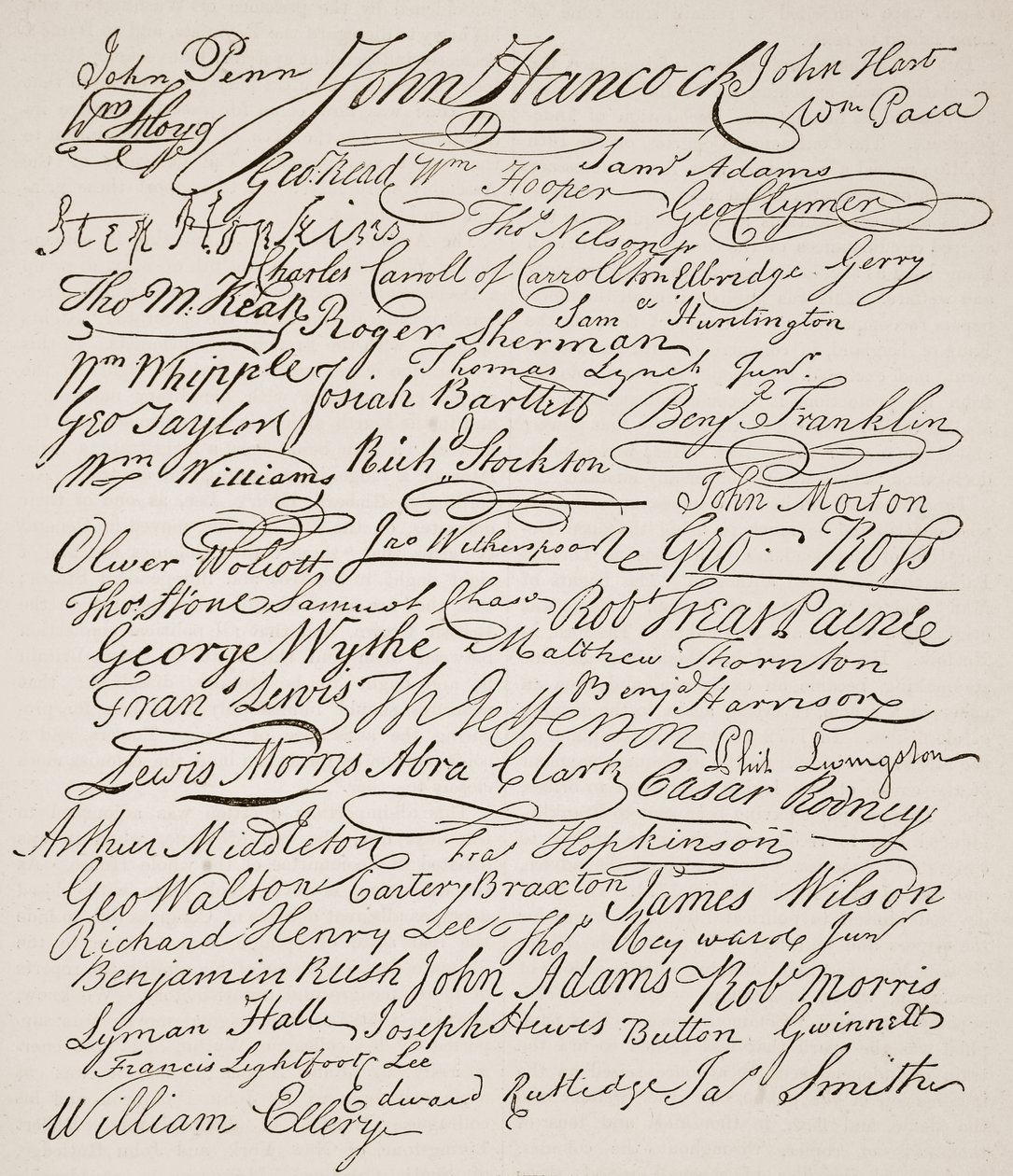 Assinaturas da Declaração de Independência, 1776, ilustração da História Ilustrada de Cassells da Inglaterra (foto sépia) de American School