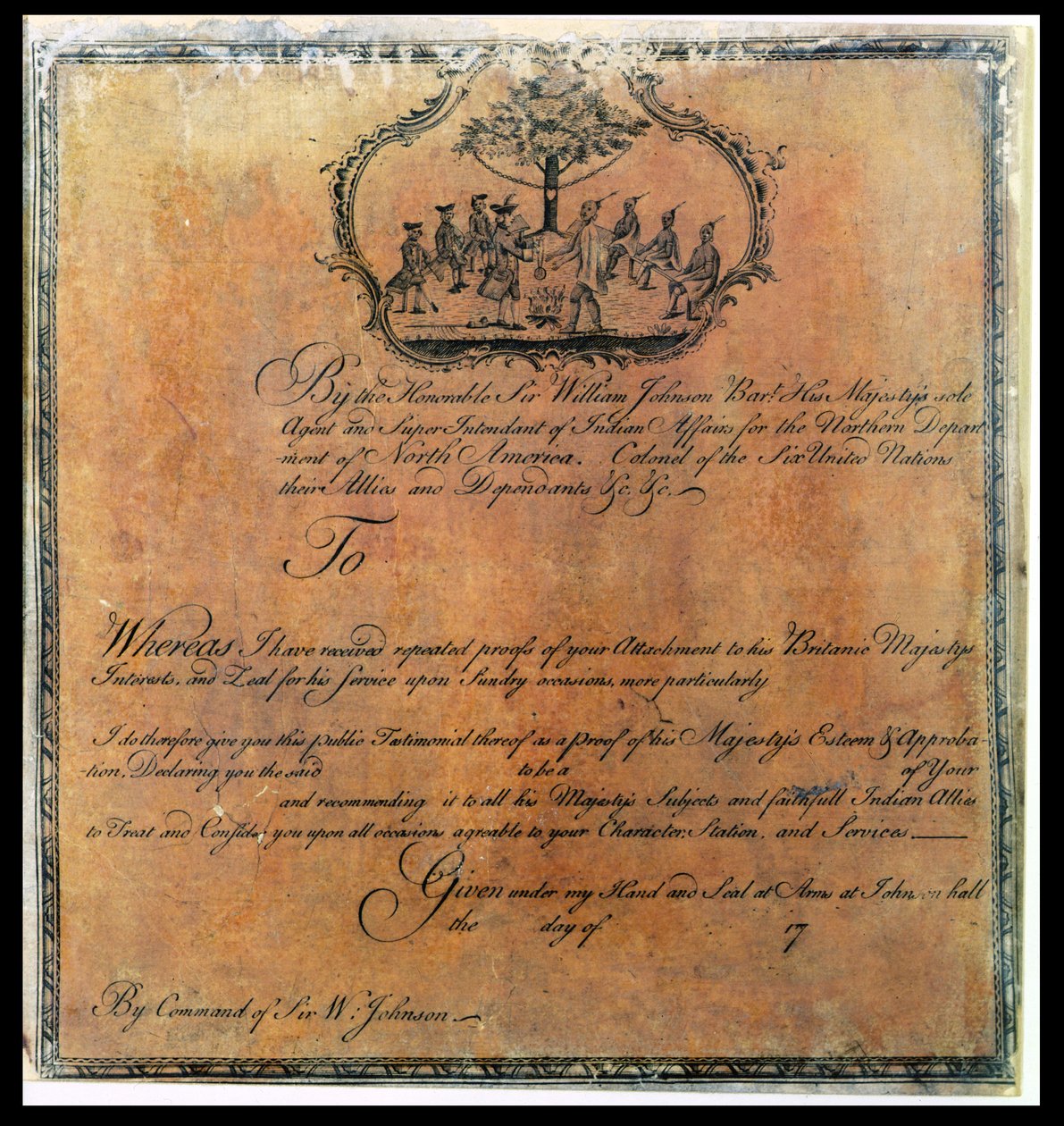 Sir William Johnsons (1715-74) Testemunho indiano, c.1770 (ver também 192704) de American School