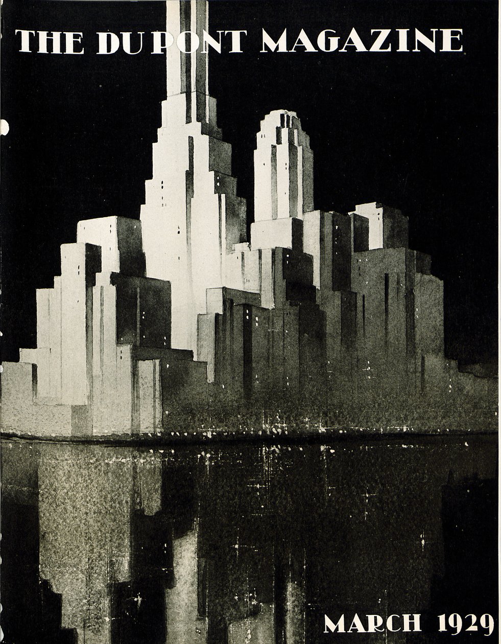 Arranha-céus, capa da revista DuPont, de março de 1929 de American School
