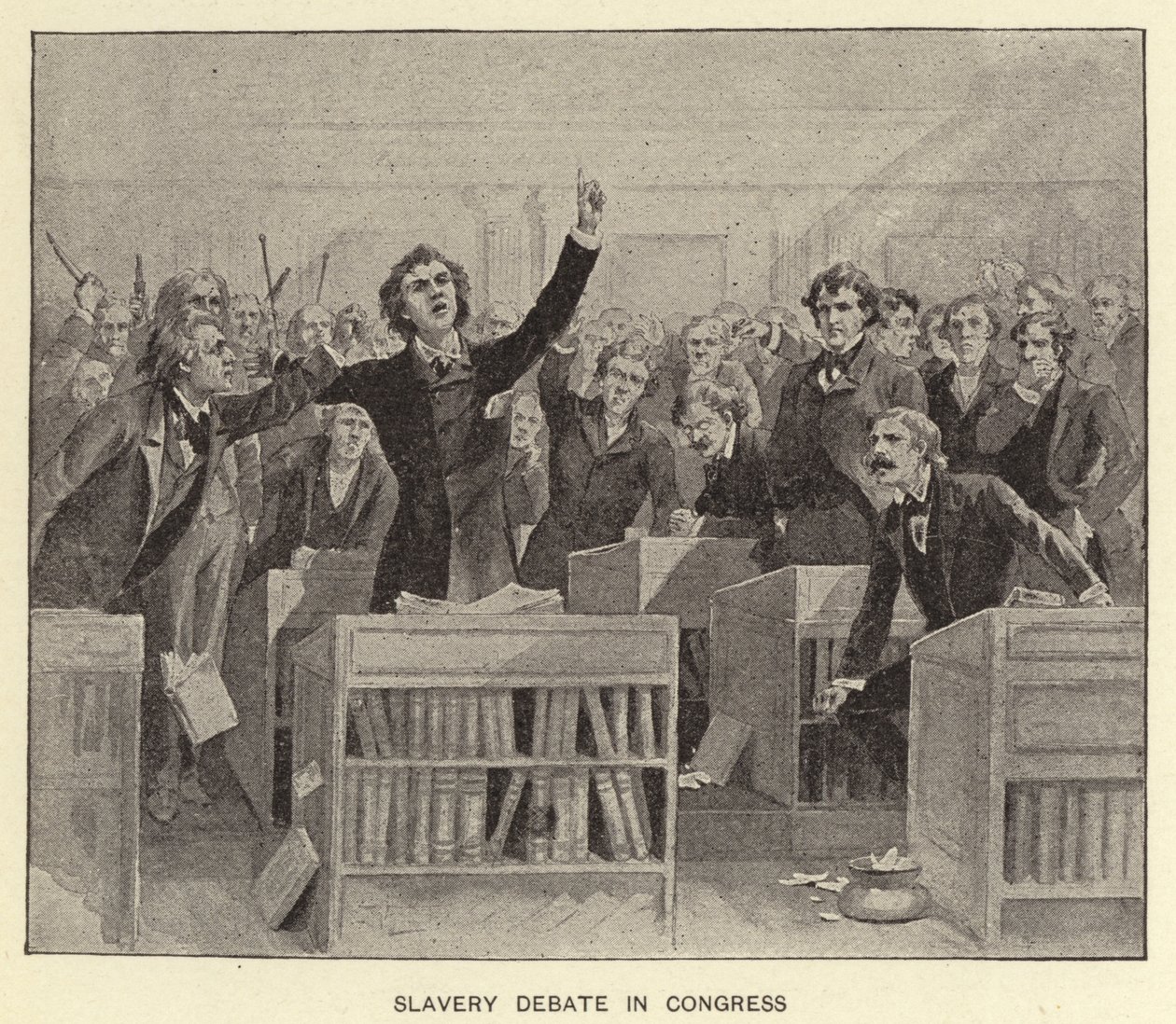 Debate sobre a escravatura no Congresso (litografia) de American School