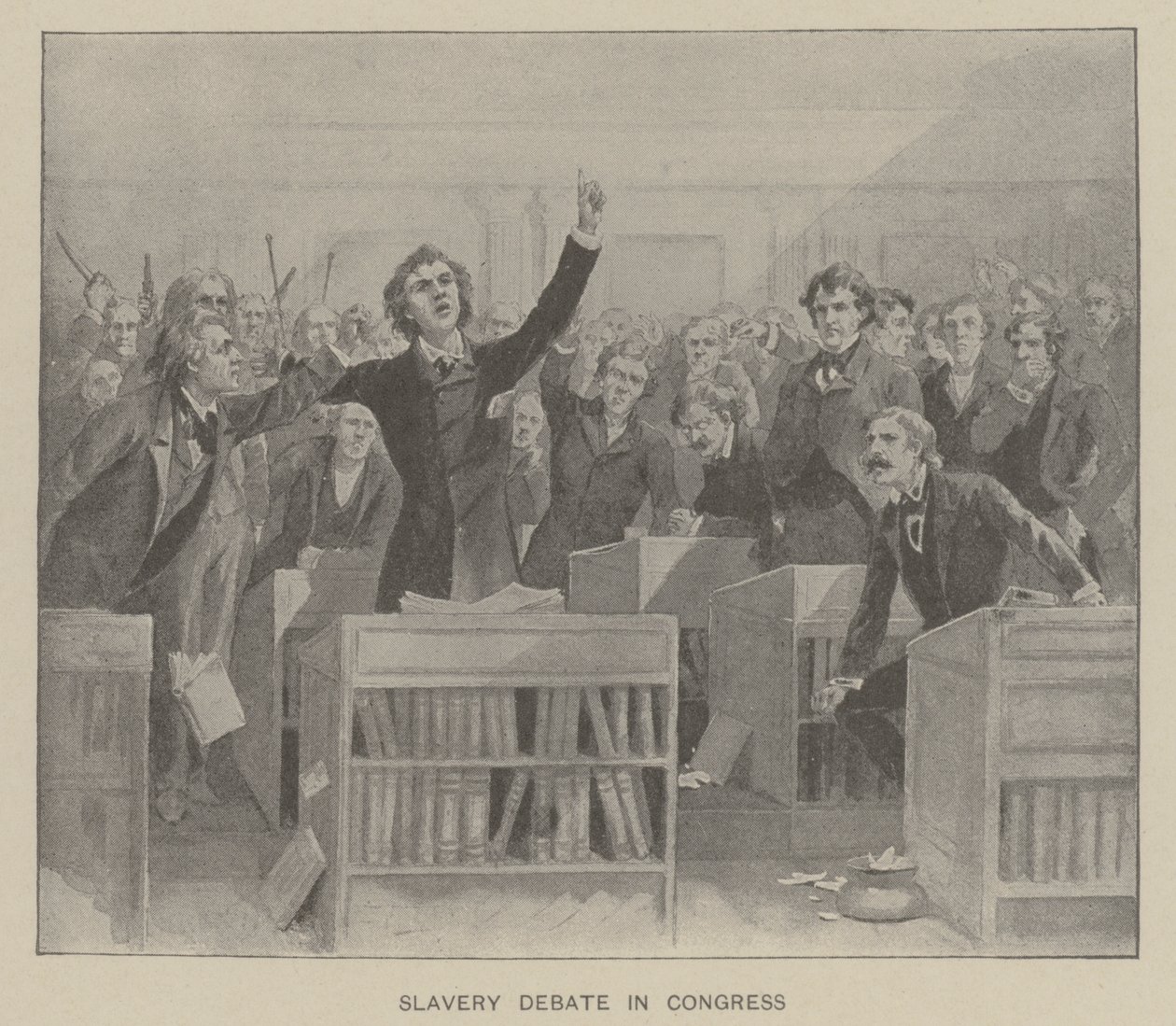 Debate sobre a escravatura no Congresso (litografia) de American School