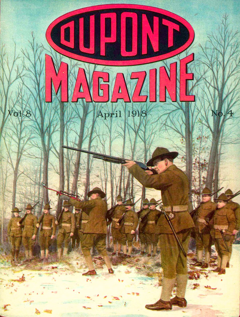 Soldados, capa da revista DuPont, abril de 1918 de American School
