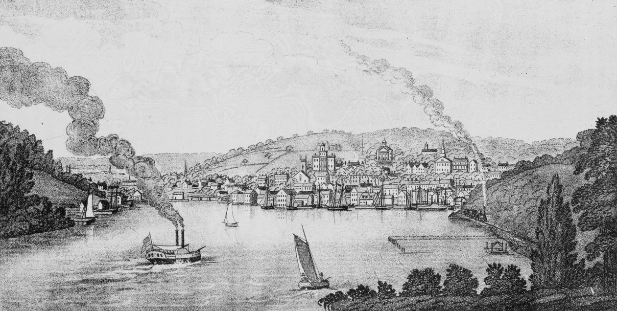 Vista sul da cidade de Norwich, de &39;coleções históricas de Connecticut&39;, por John Warner Barber, 1856 de American School