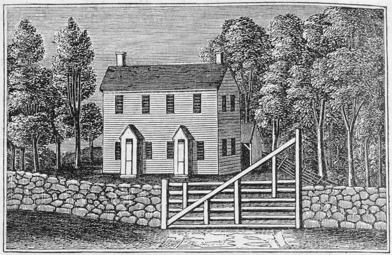 Vista sul da casa de reunião dos amigos, Pomfret, de &39;coleções históricas de Connecticut&39;, por John Warner Barber, 1856 de American School