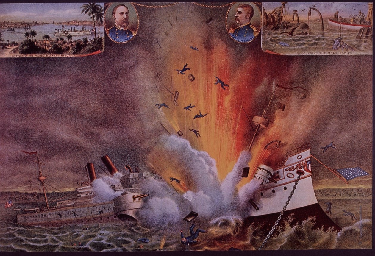 Guerra Hispano-Americana 1898, USS Maine explodiu no porto de Havana de American School