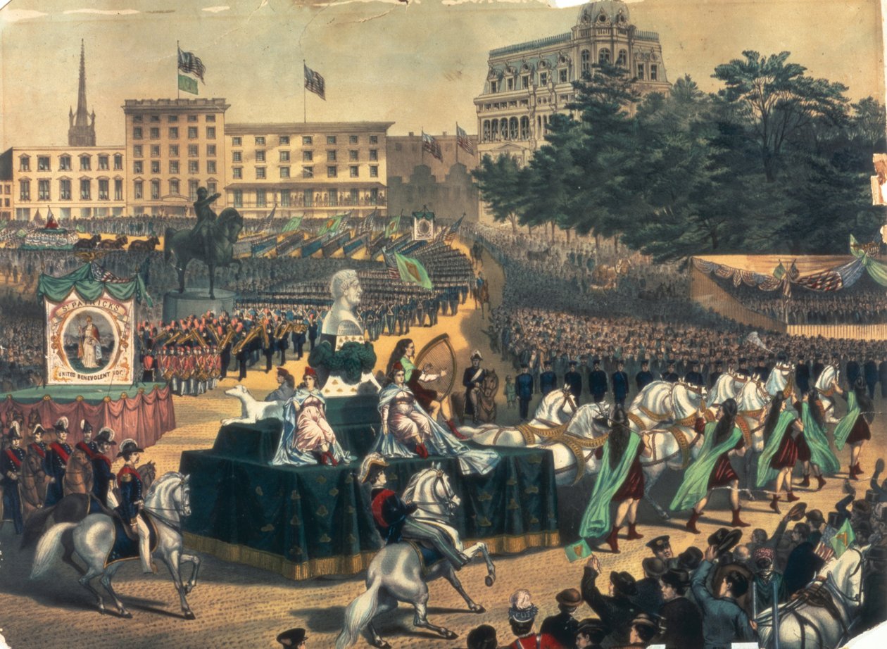 Desfile do St. Patricks na América, Union Square, em 1870 de American School