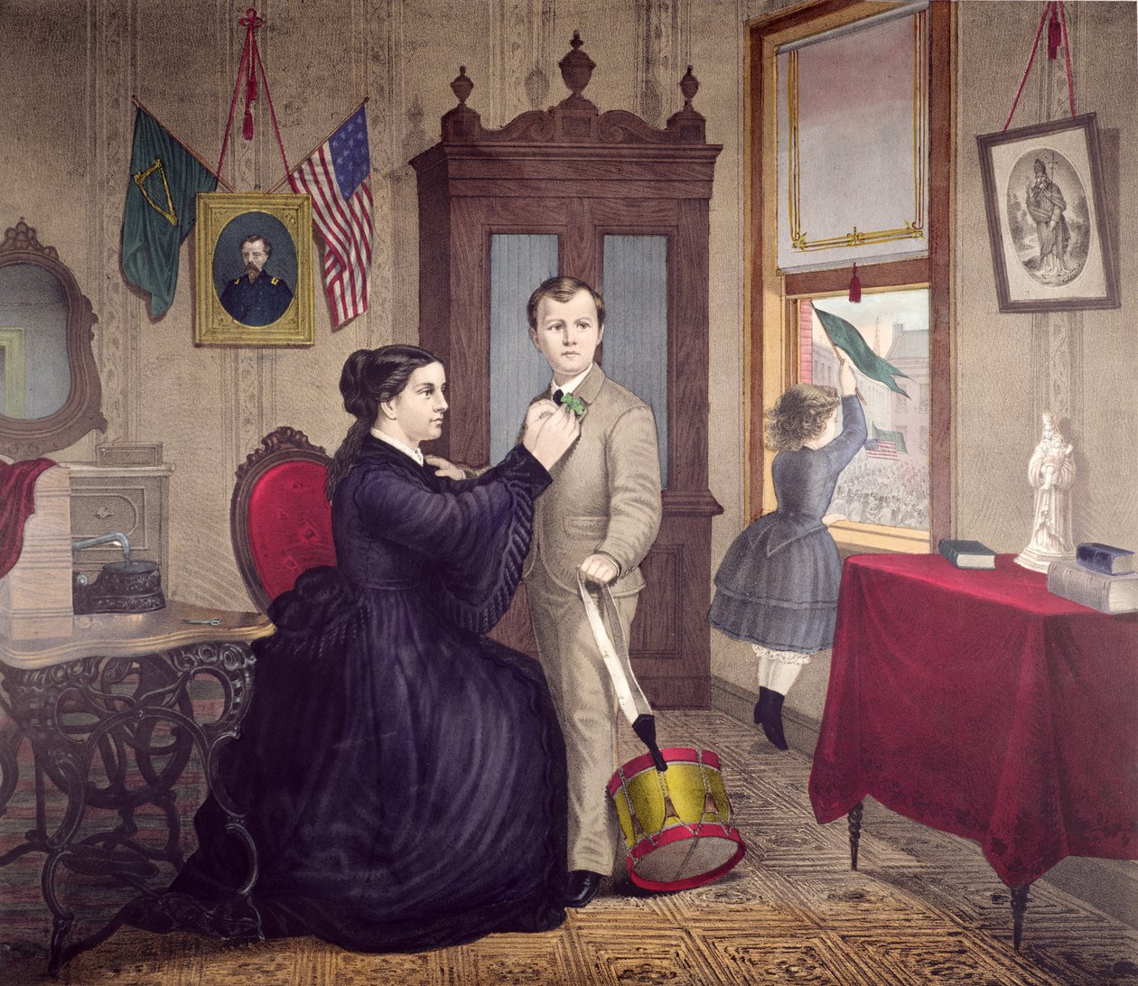 St. Patricks Day na América, publicado por Duval e Hunter, Filadélfia, 1872 de American School