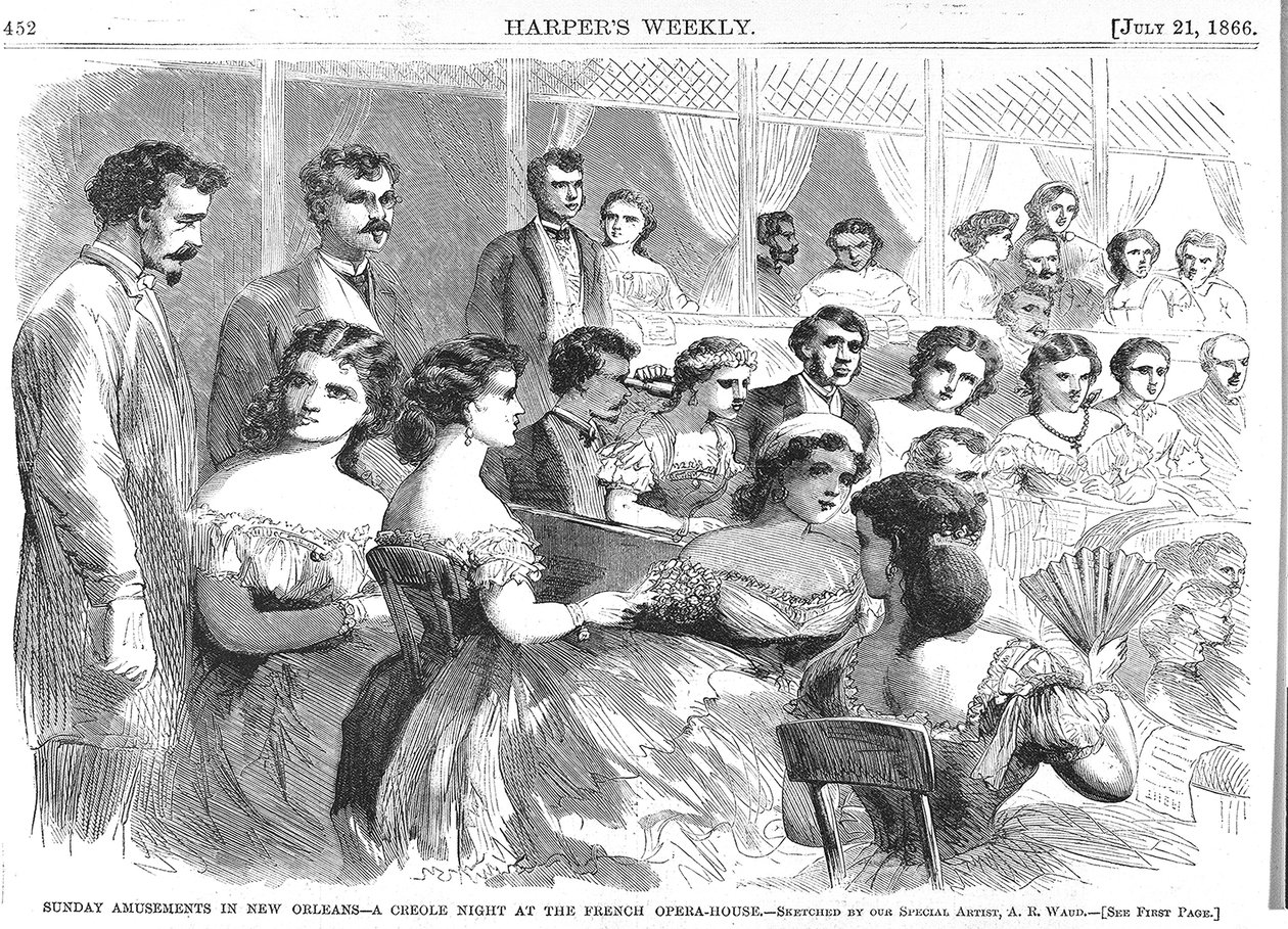 Divertimentos de domingo em Nova Orleans, Uma noite crioula na Ópera Francesa, 1866 de American School