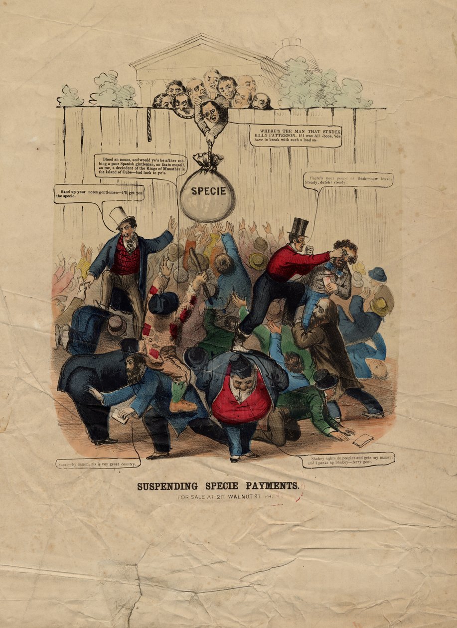 Suspendendo pagamentos de espécies, publicado na Filadélfia, c. 1857 de American School