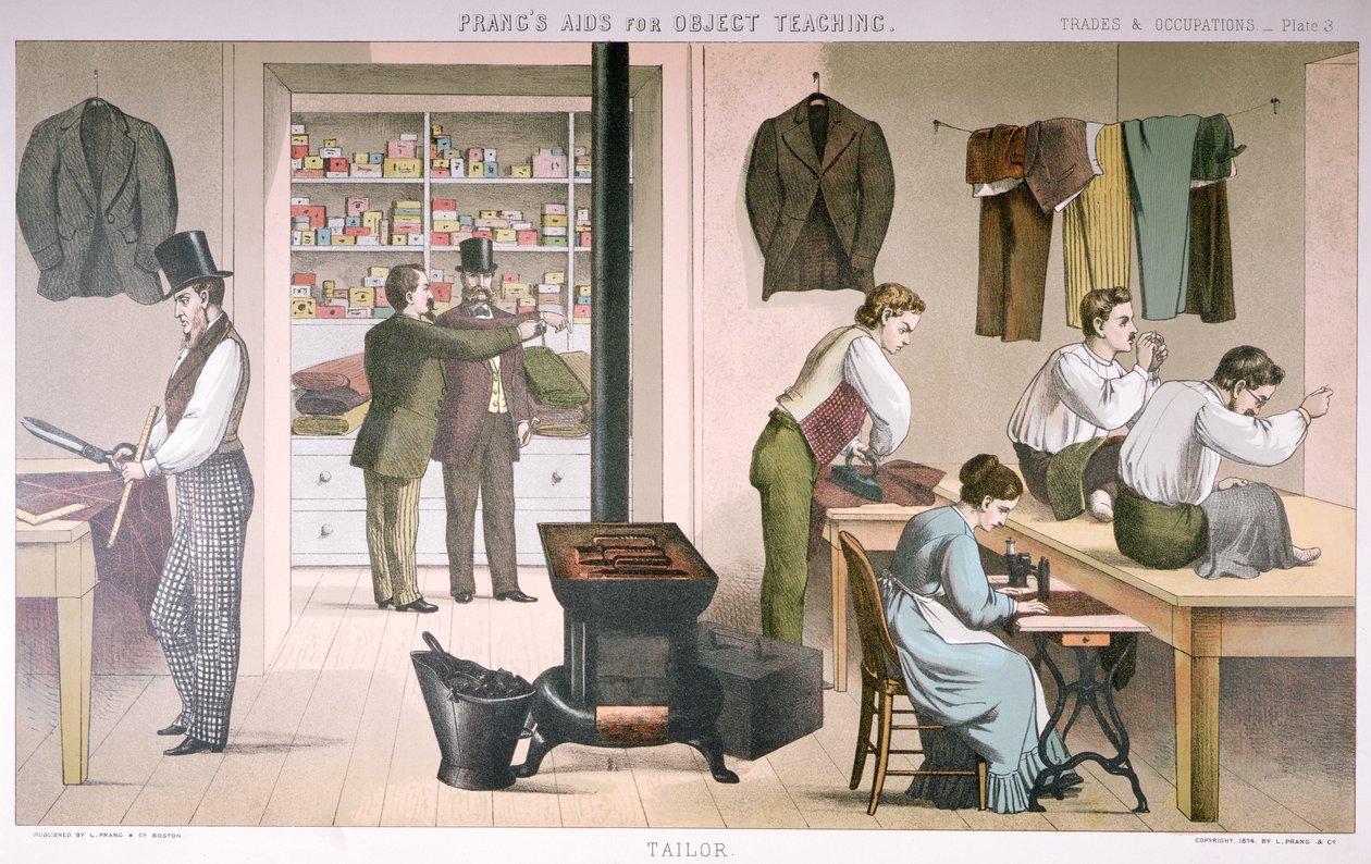 Alfaiate, prato de Prangs Aids para Ensino de Objetos, 1874 de American School