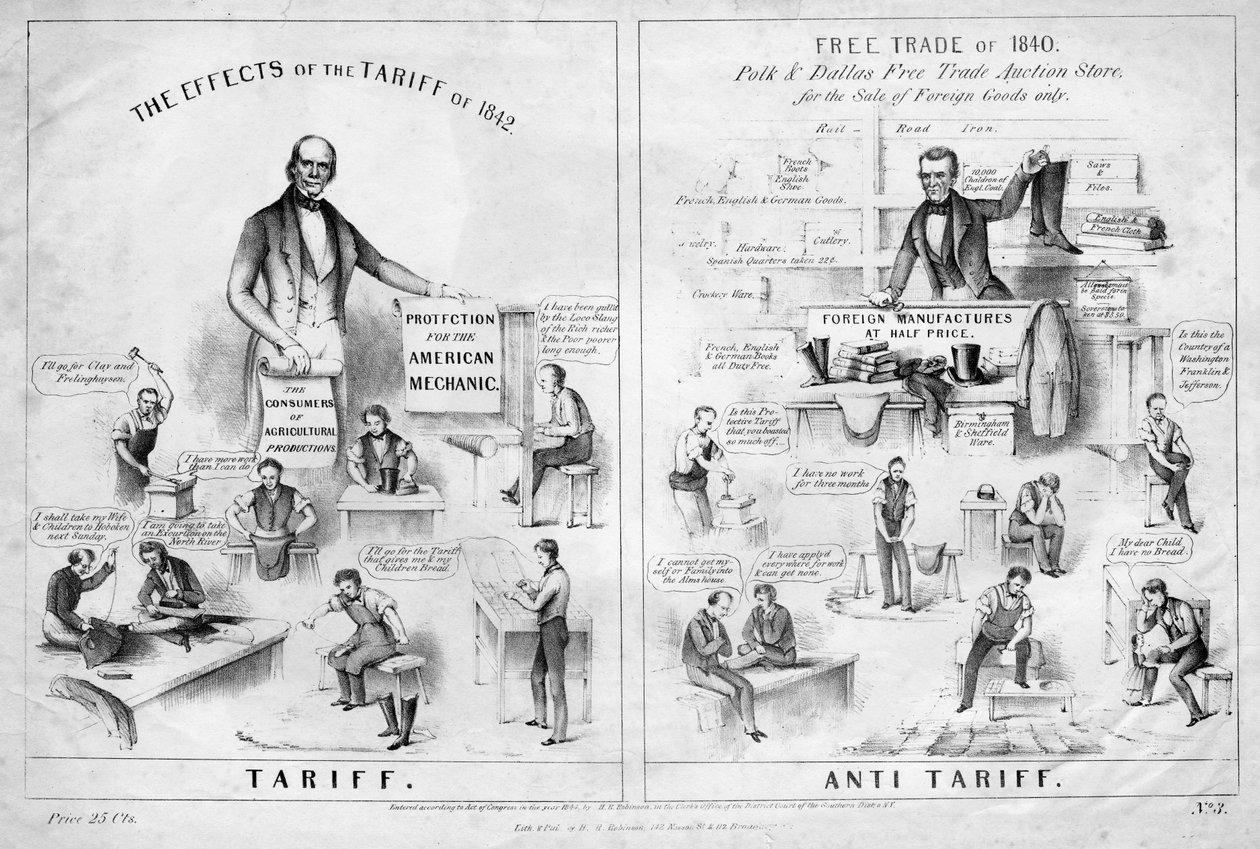 Tariff, anti tariff, publicado por HR Robinson, Nova York, 1844 de American School