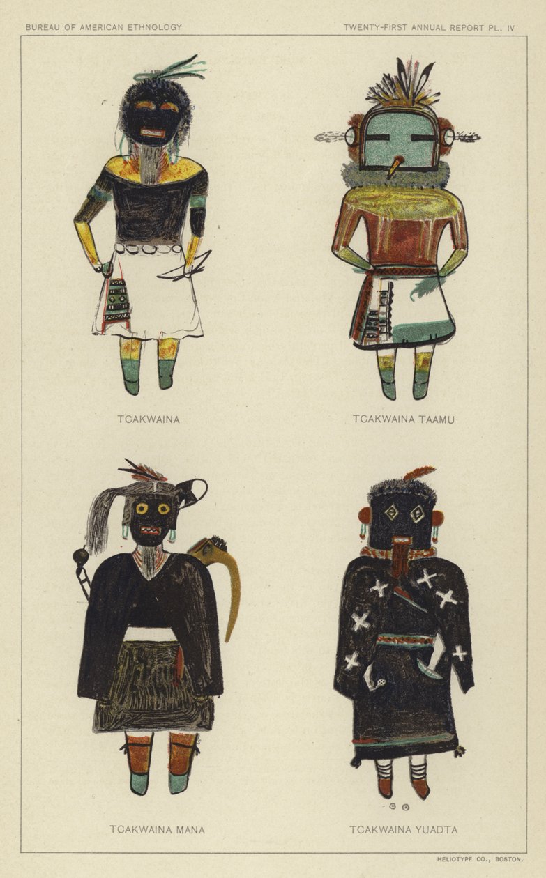Tcakwaina, Tcakwaina Taamu, Tcakwaina Mana, Tcakwaina Yuadta (litografia a cores) de American School