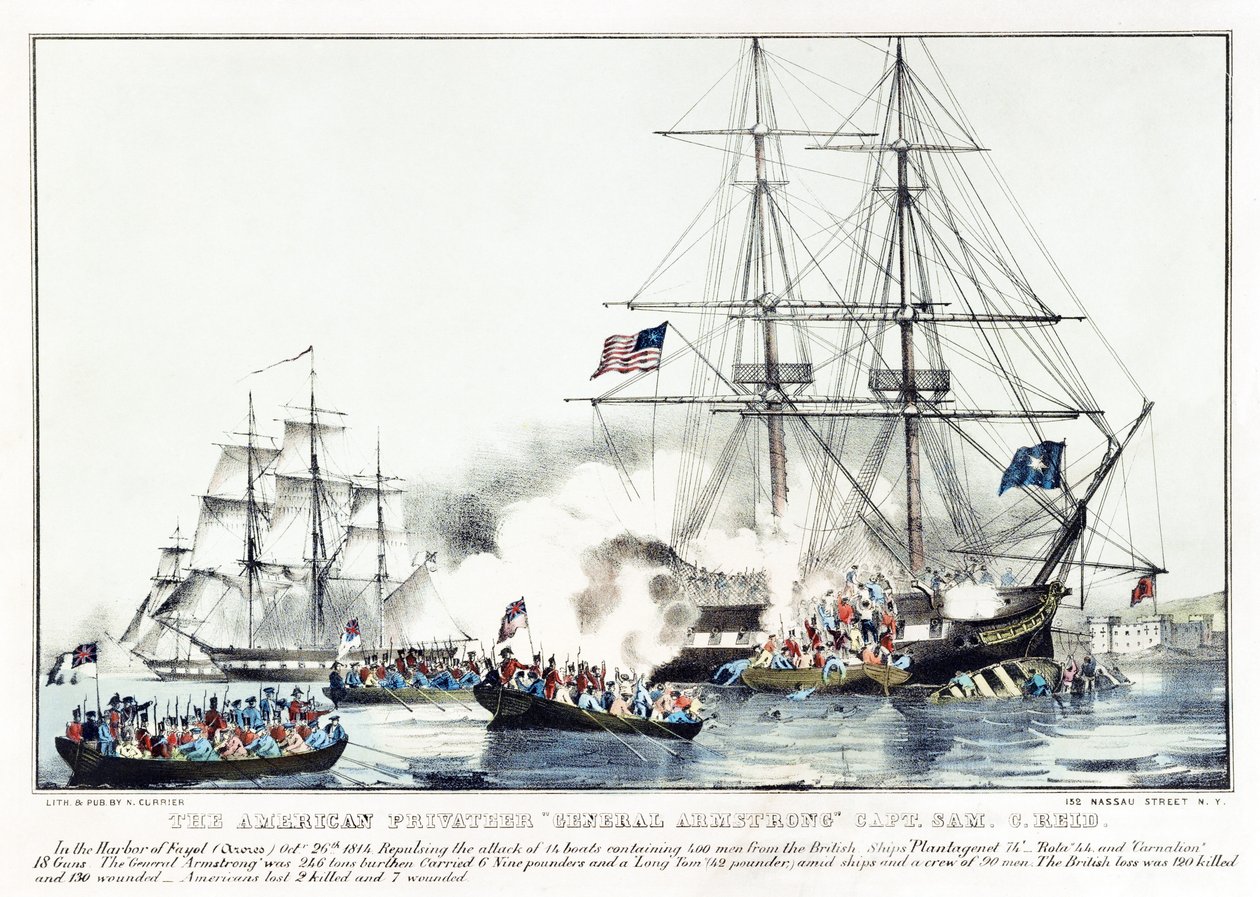 O Corsário Americano "General Armstrong" Capitão Sam C. Reid (cor litho) de American School
