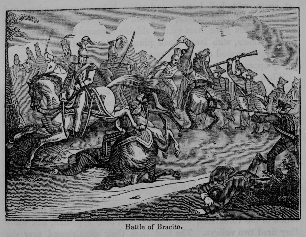 A Batalha de Bracito, Ilustração de "Uma História Pictórica do México e a Guerra Mexicana", de John Frost, publicada em 1862 de American School