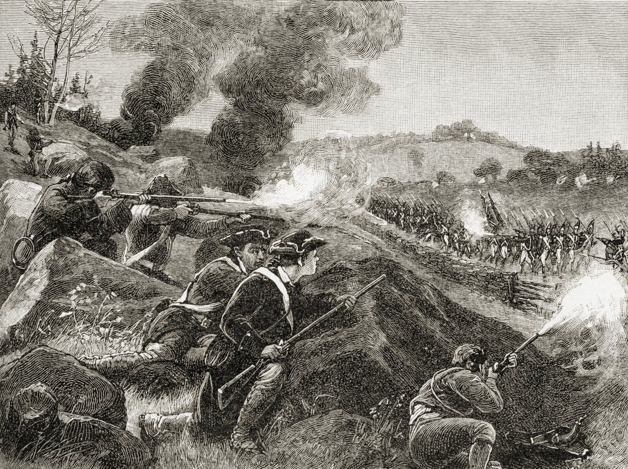 Os britânicos recuando de Lexington, de "Uma Breve História dos Estados Unidos", publicado pela AS Barnes und Co. em 1885 de American School