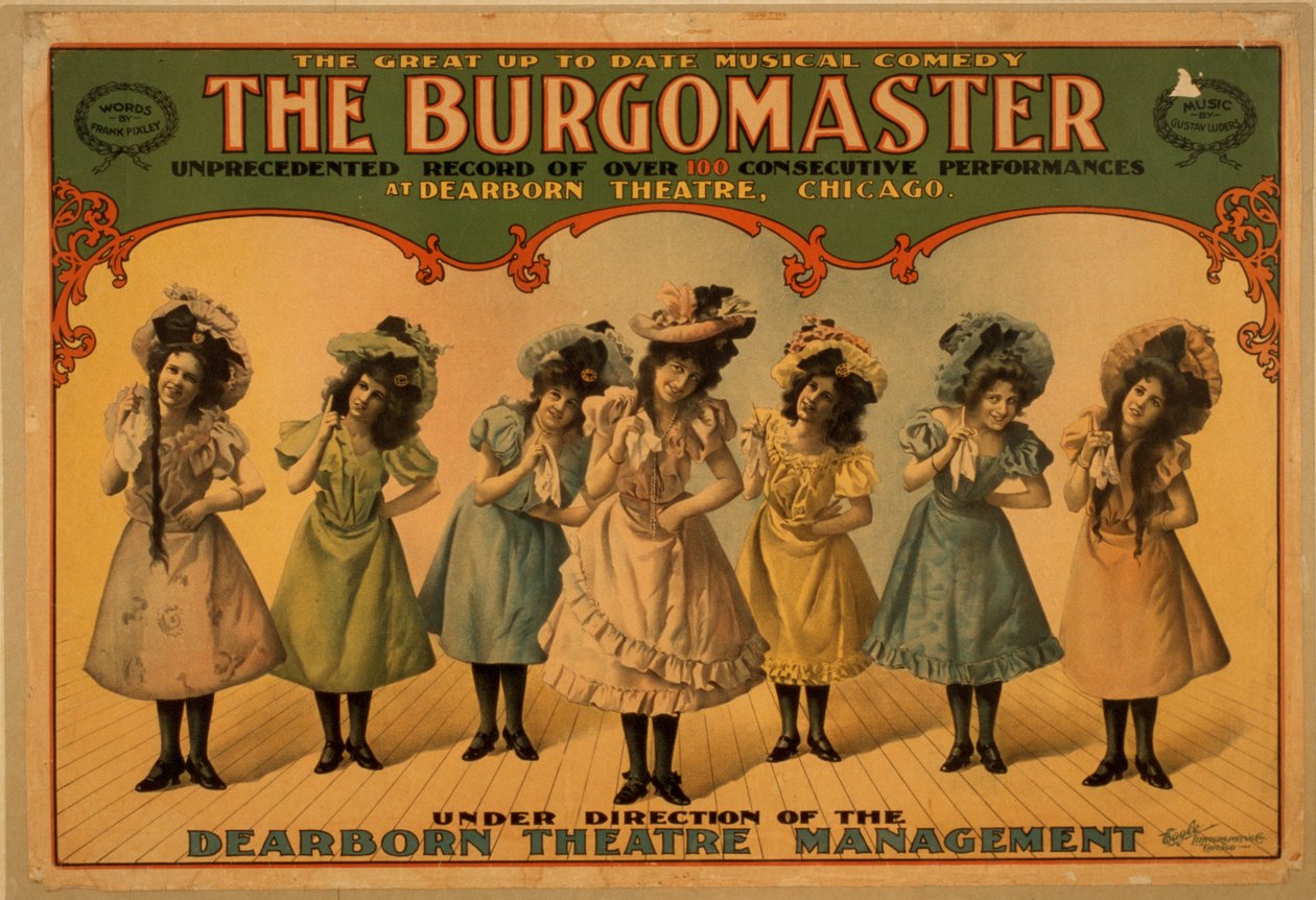 O Burgomestre, c.1899 (litografia a cores) de American School