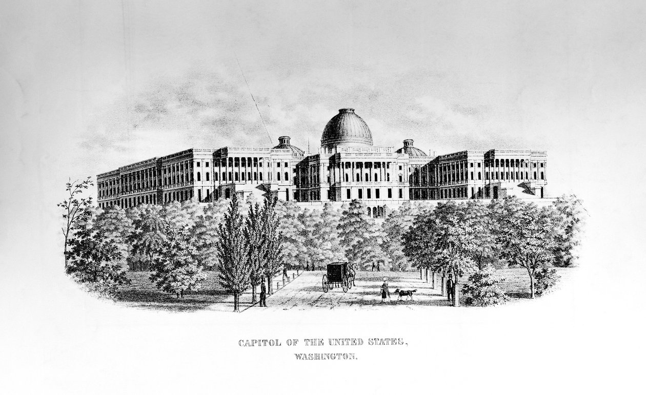 O Capitólio dos Estados Unidos, Washington DC, c. 1852 de American School