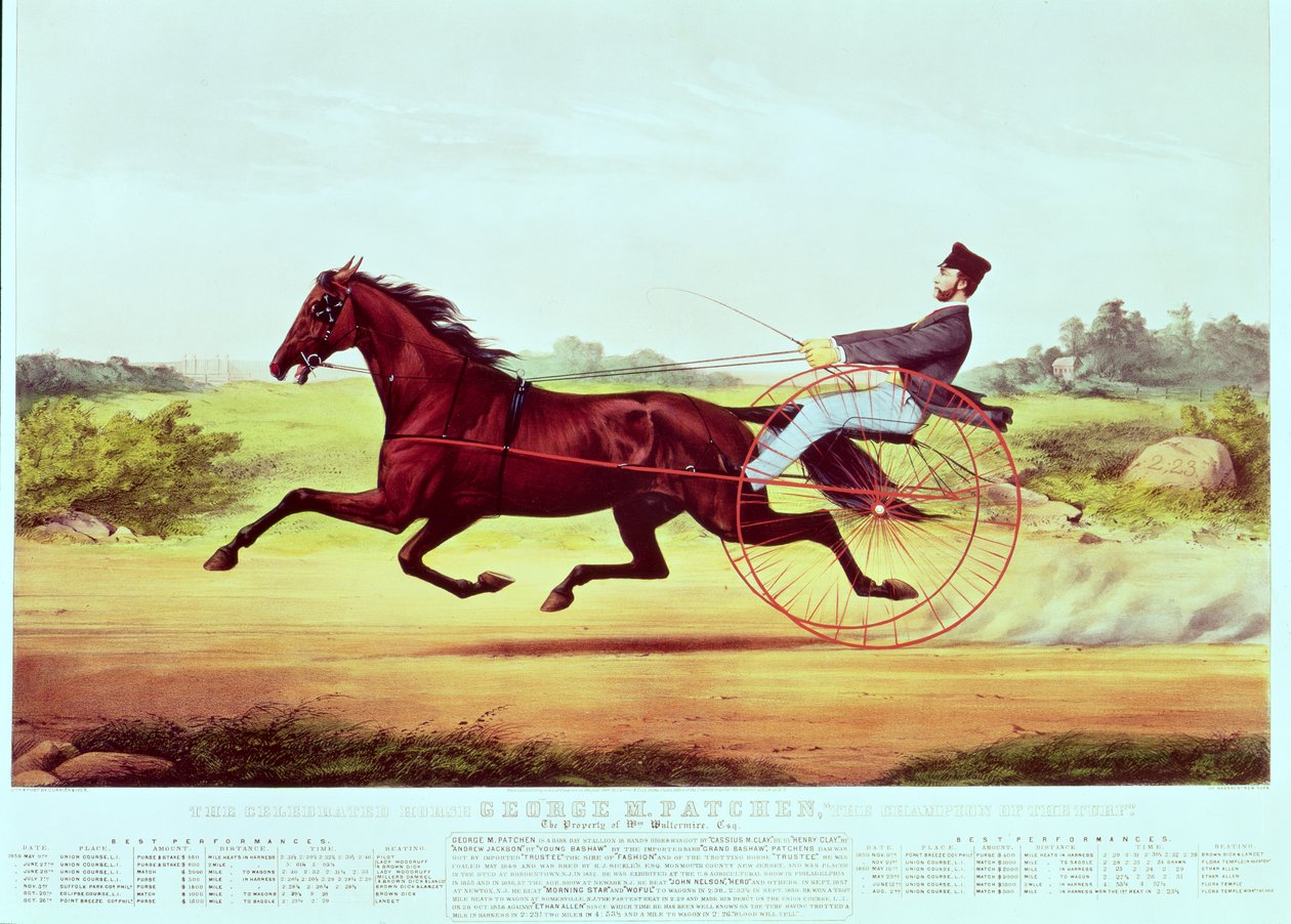 O cavalo célebre, George M. Patchen, O campeão do relvado, gravado por Nathaniel Currier (1813-88) e James Merritt Ives (1824-95), 1860 de American School