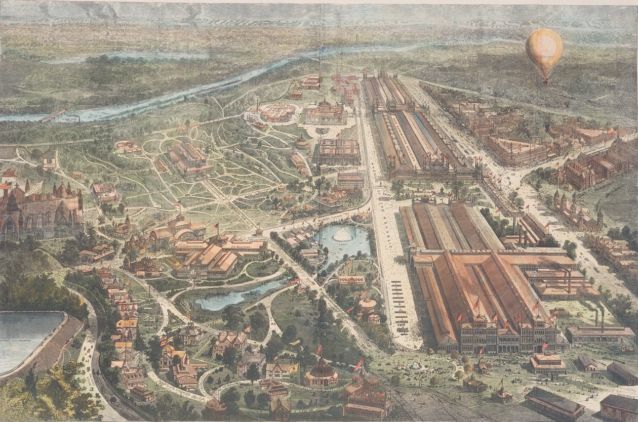 O Centenário - Vista do Balão dos Terrenos, Harpistas Semanais, c.1876 de American School