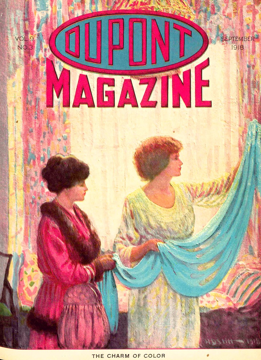 O encanto da cor, capa da revista DuPont, setembro de 1918 de American School