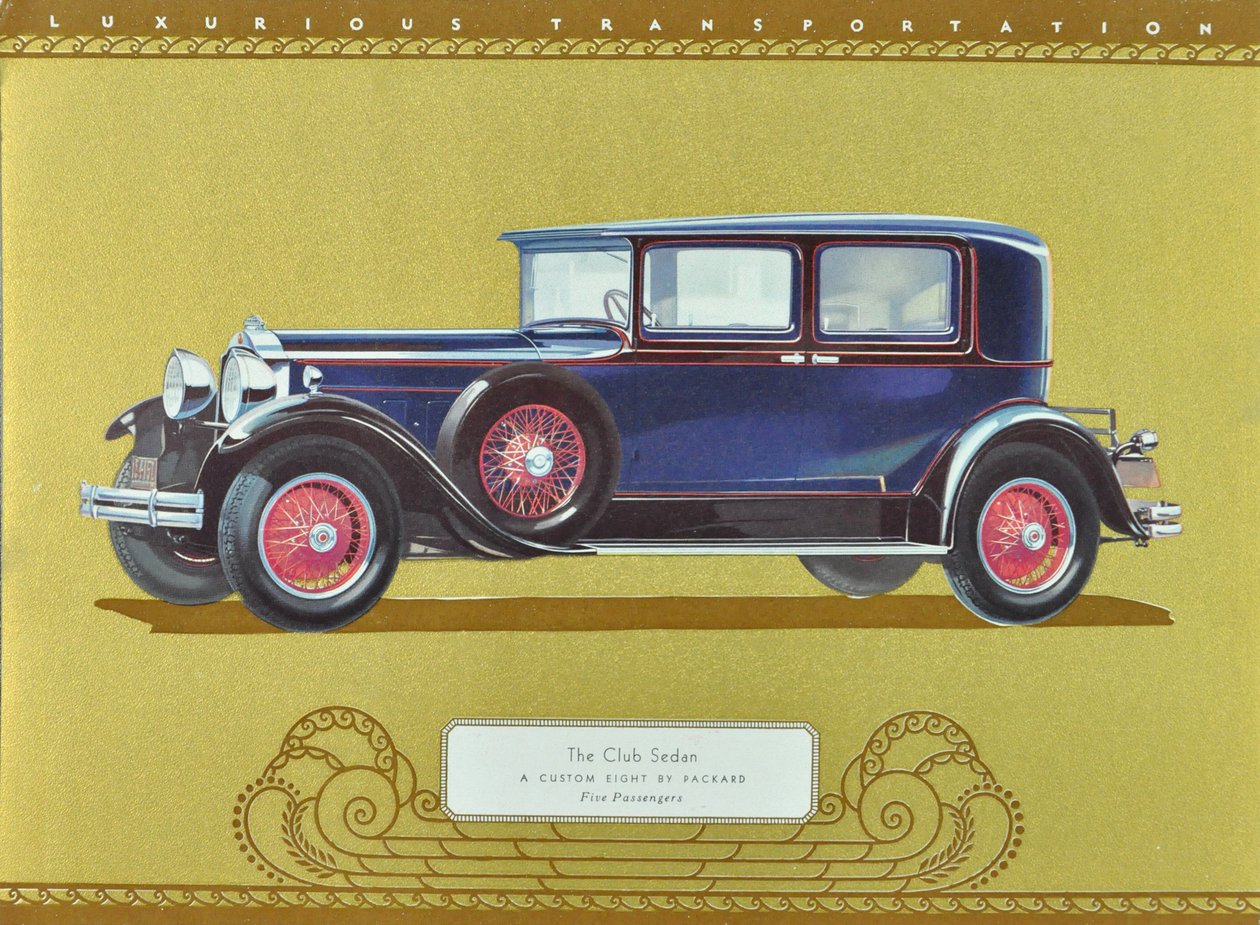 The Club Sedan, A Custom Eight by Packard, pub.1930 (litografia a cores) de American School