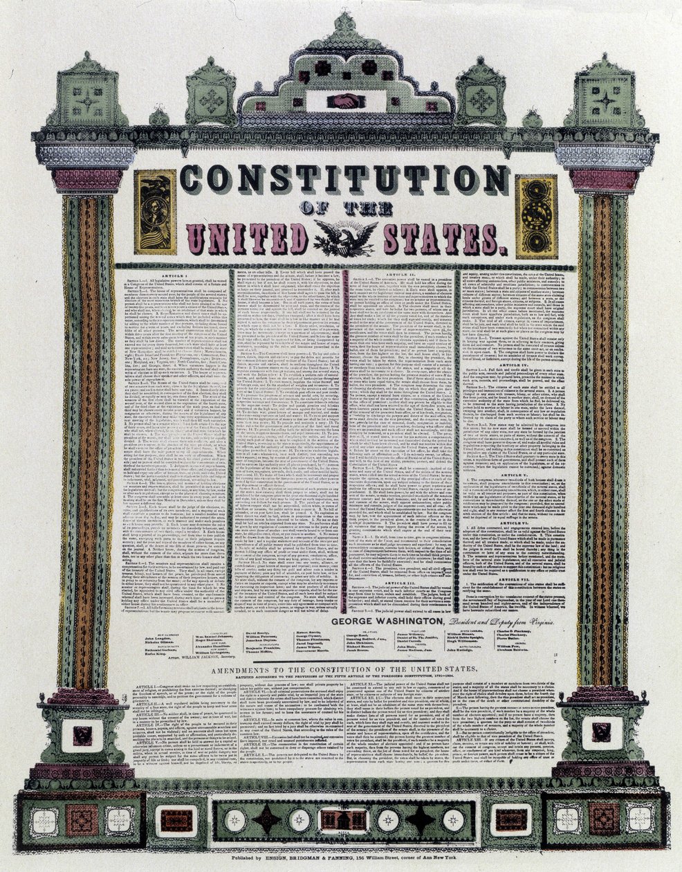 A Constituição dos Estados Unidos da América (Constituição Americana) assinada em 1787, aplicada em 1789 de American School