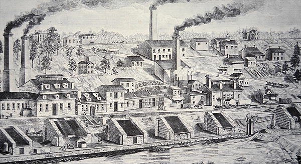 A fábrica Du Pont Powder, no rio Brandywine (gravação em linha) de American School
