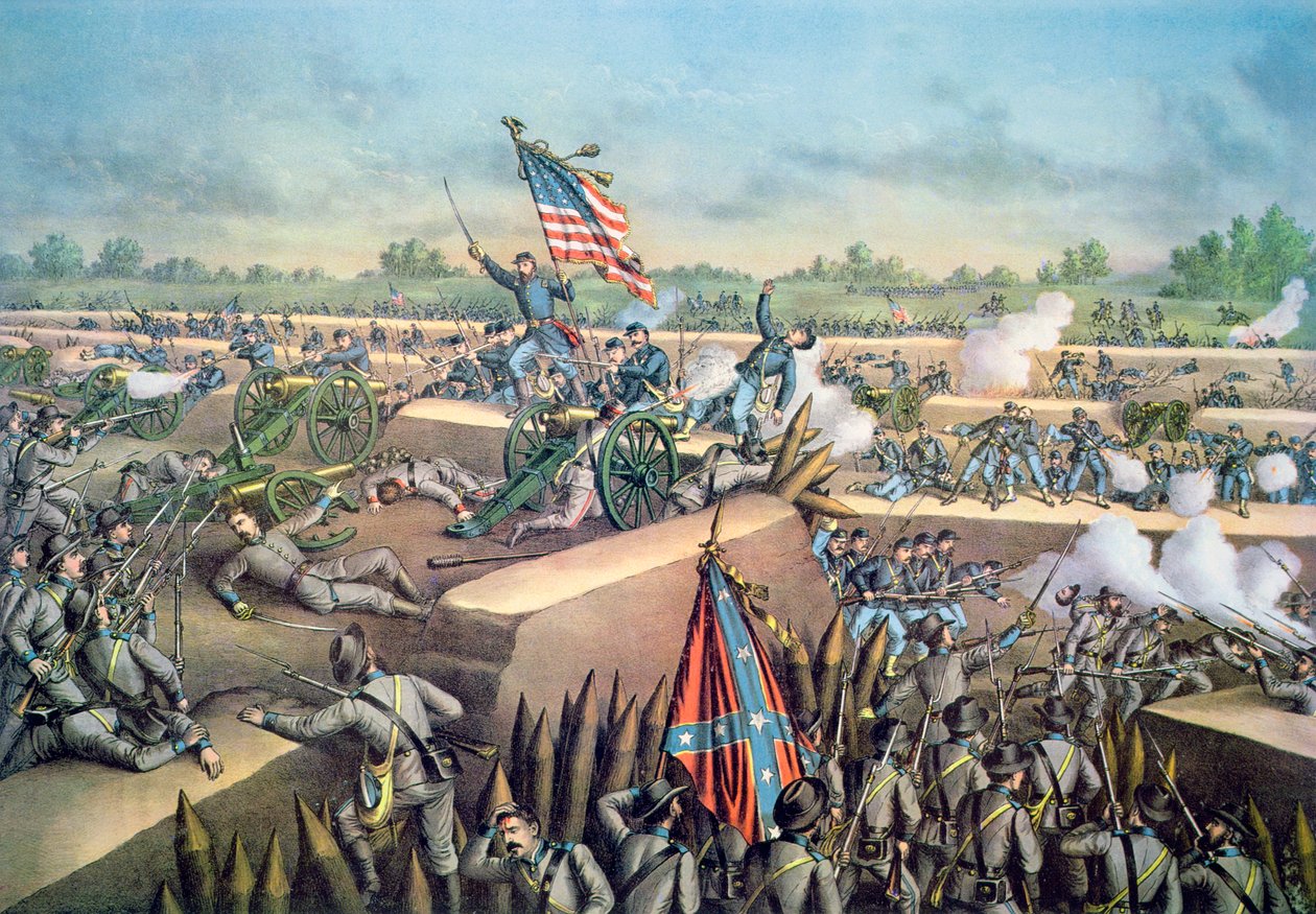 A Queda de Petersburgo para o Exército da União, 2 de Abril de 1965, gravada por Kurz & Allison de American School