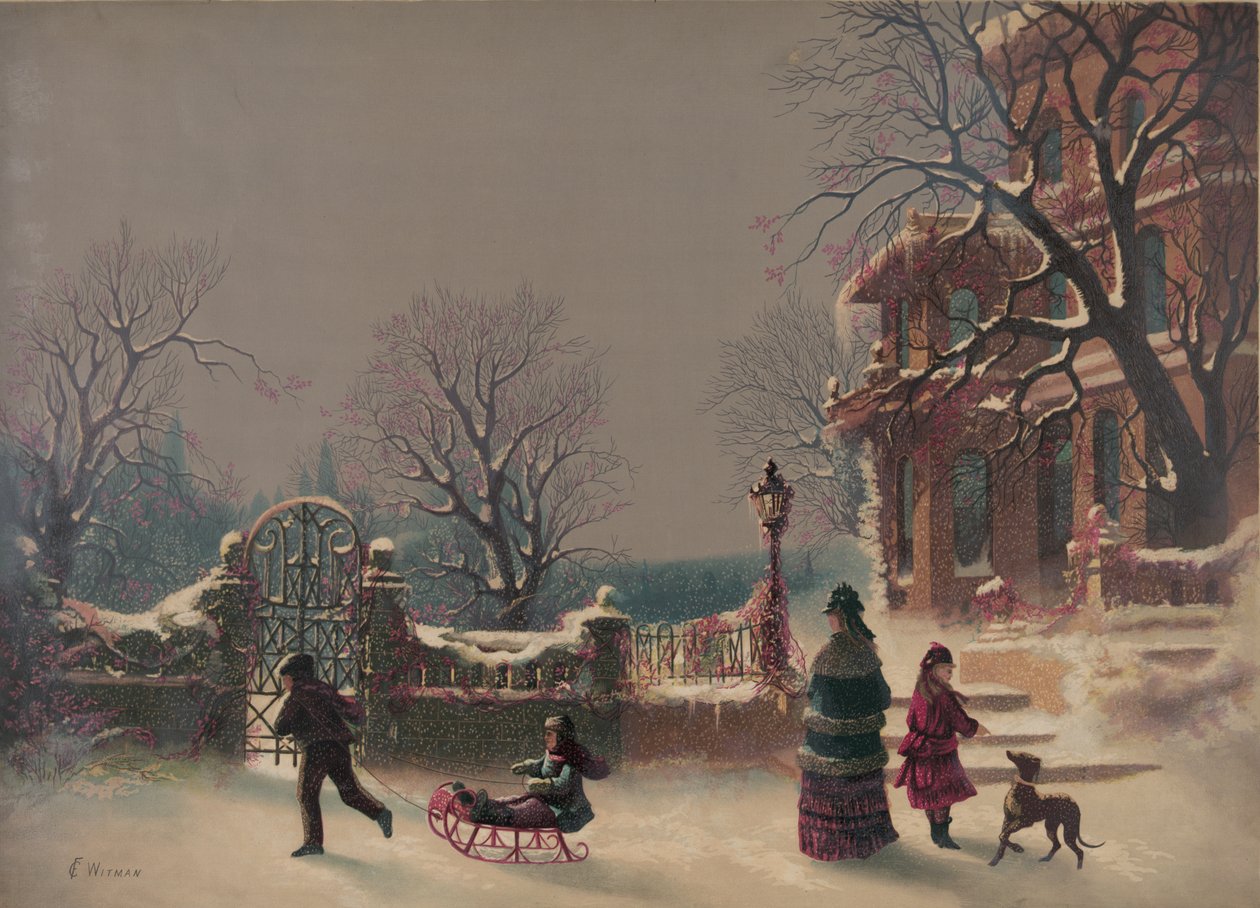 A Primeira Neve, 1877 (impressão) de American School