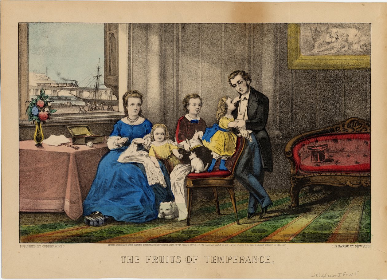 Os Frutos da Temperança, pub. por Currier & Ives, 1870 de American School