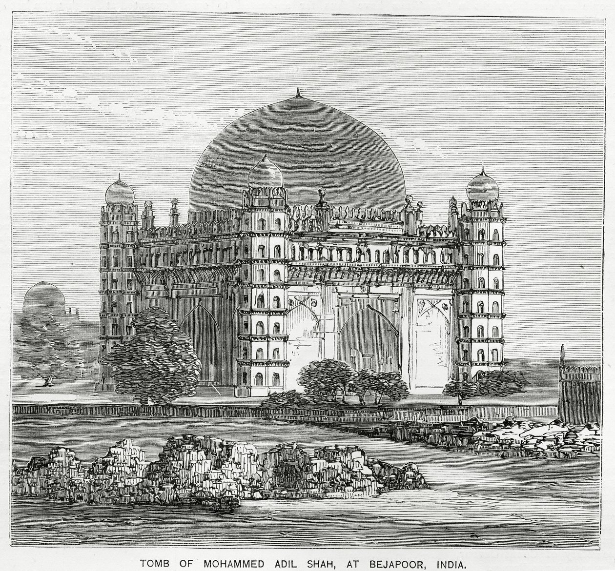 O Gol Gumbaz, túmulo de Mohammed Adil Shah II, construído em 1659 de American School
