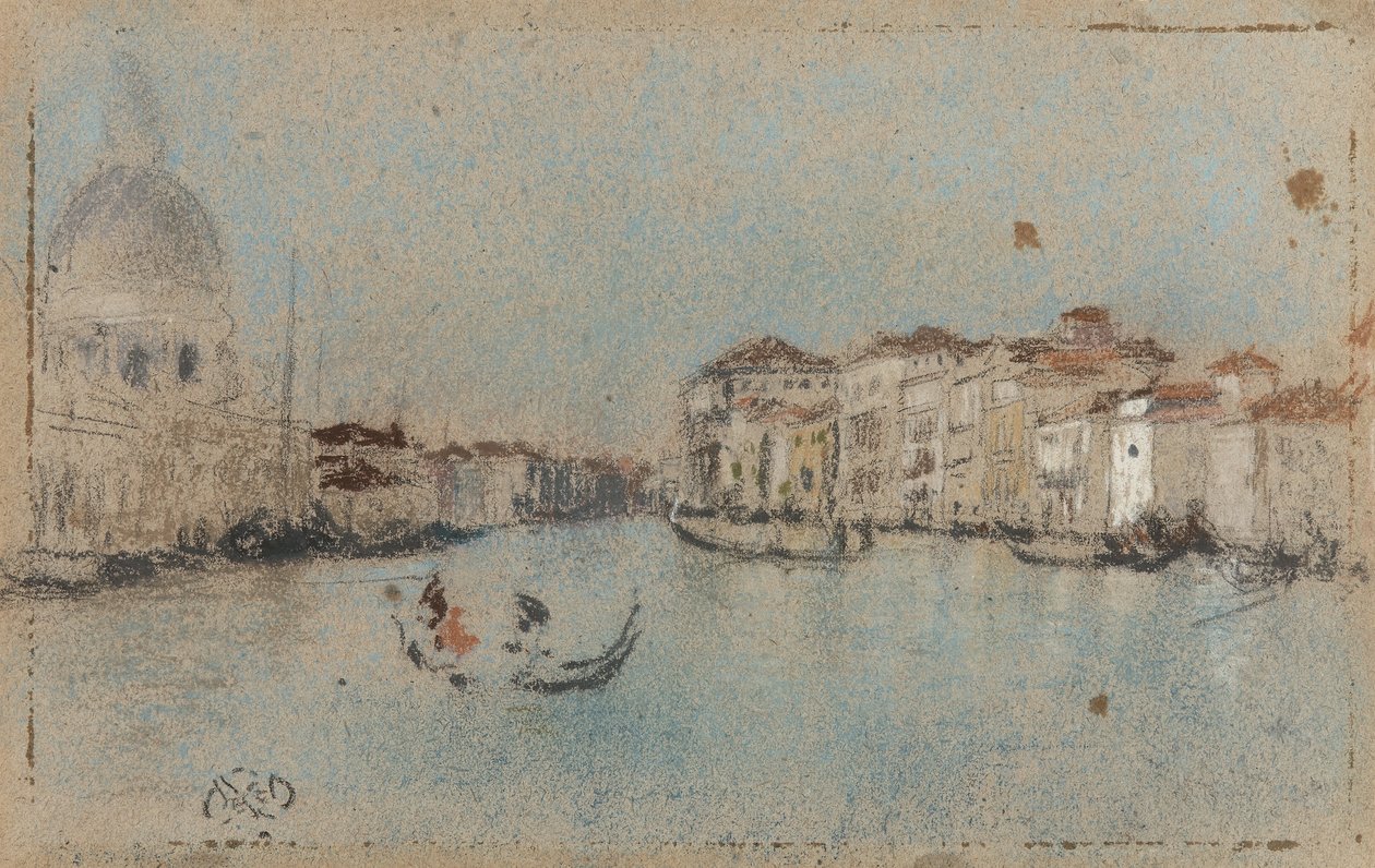 O Grande Canal, Veneza, c.1879-80 (pastel sobre papel bege) de American School