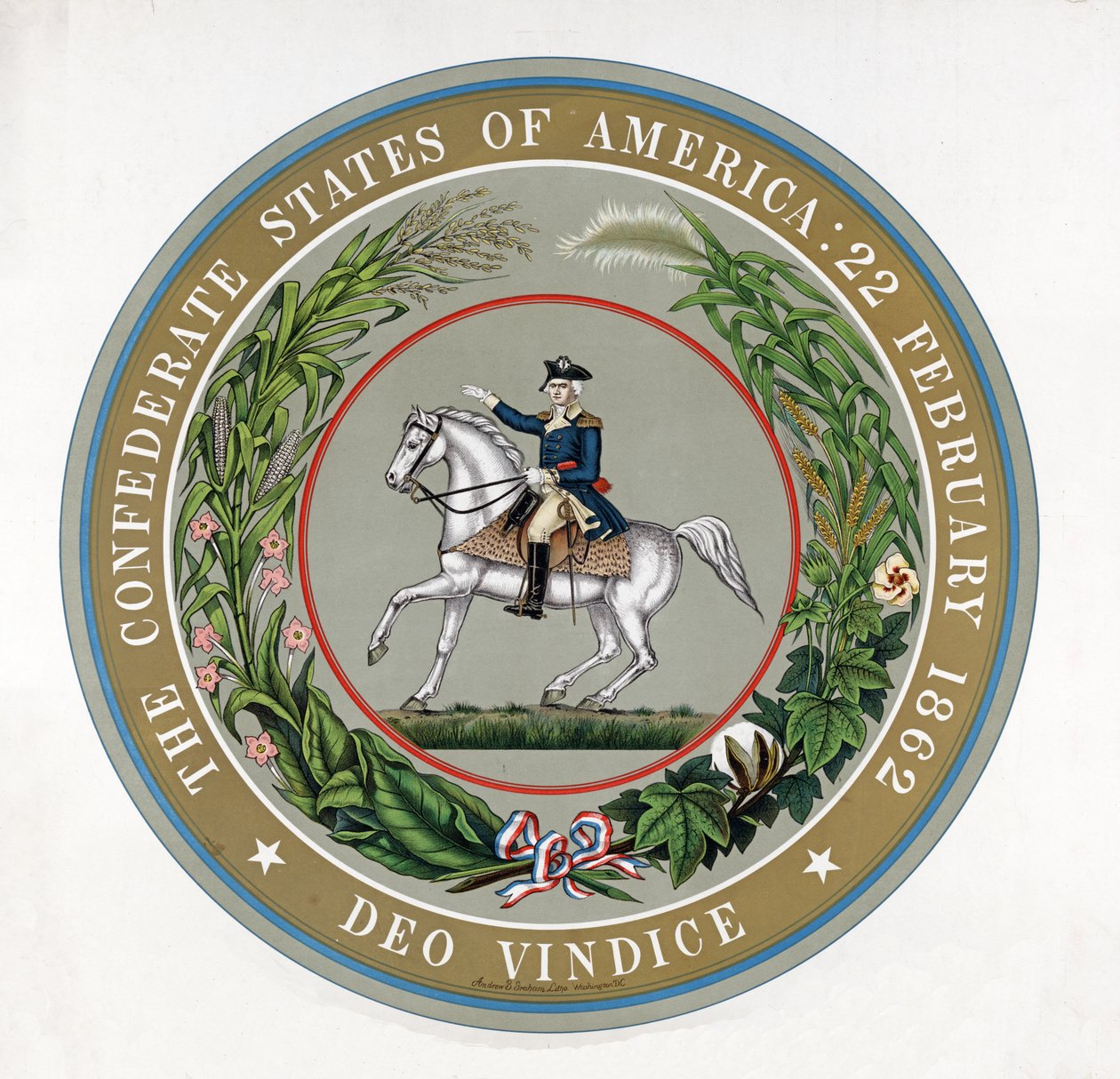 Grande Selo dos Estados Confederados da América: 22 de fevereiro de 1862 - Deo Vindice, pub.1911 (litografia a cores) de American School