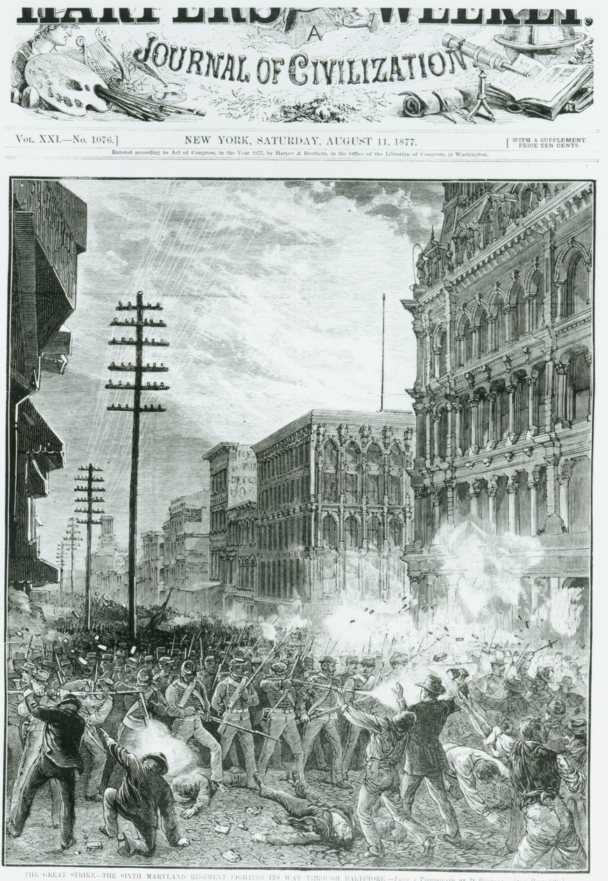 A Grande Greve: O Sexto Regimento de Maryland Lutando Por Baltimore, de &39;Harper&39;s Weekly&39;, 11 de agosto de 1877 de American School