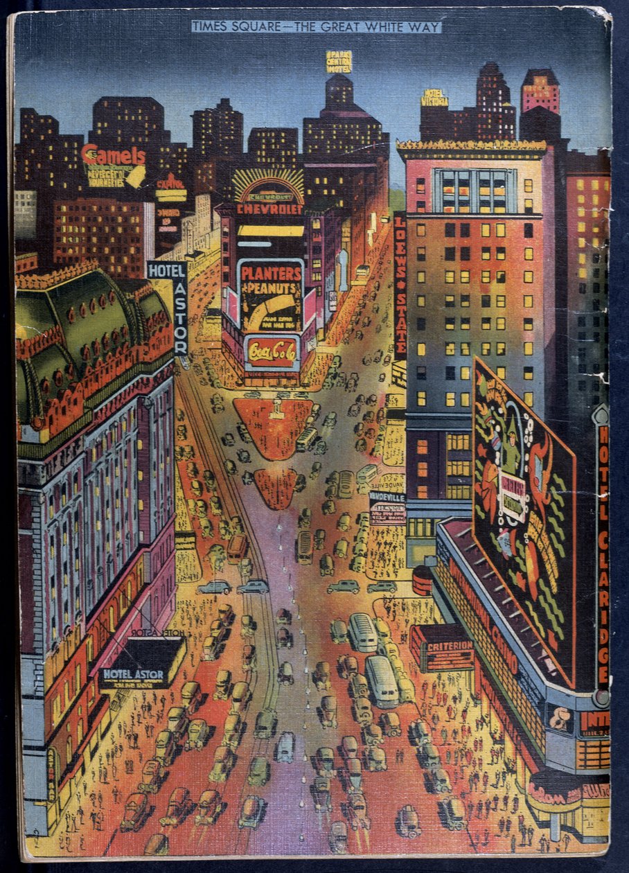 A grande maneira branca Times Square, New York City, ilustração do New York Illustrated, 1938 de American School