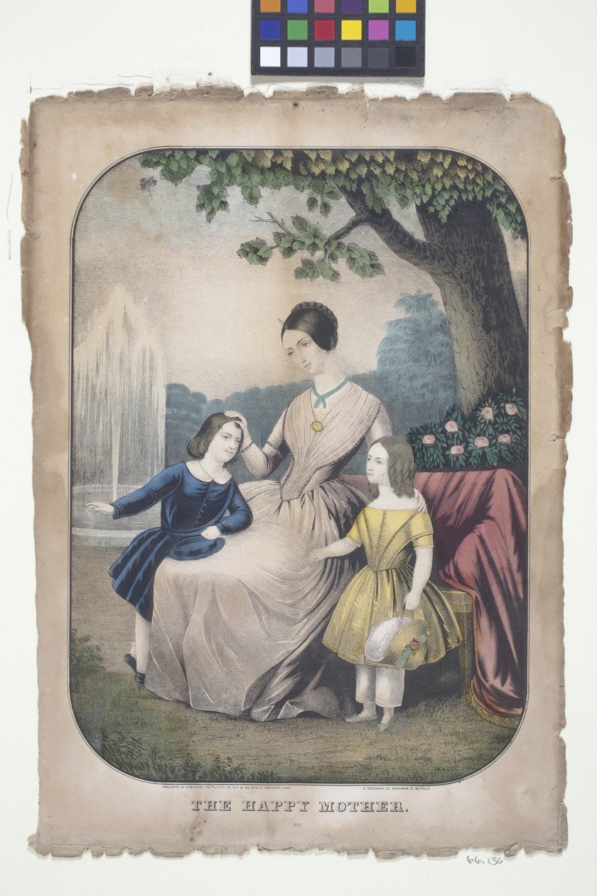 A Mãe Feliz (litografia colorida à mão) de American School