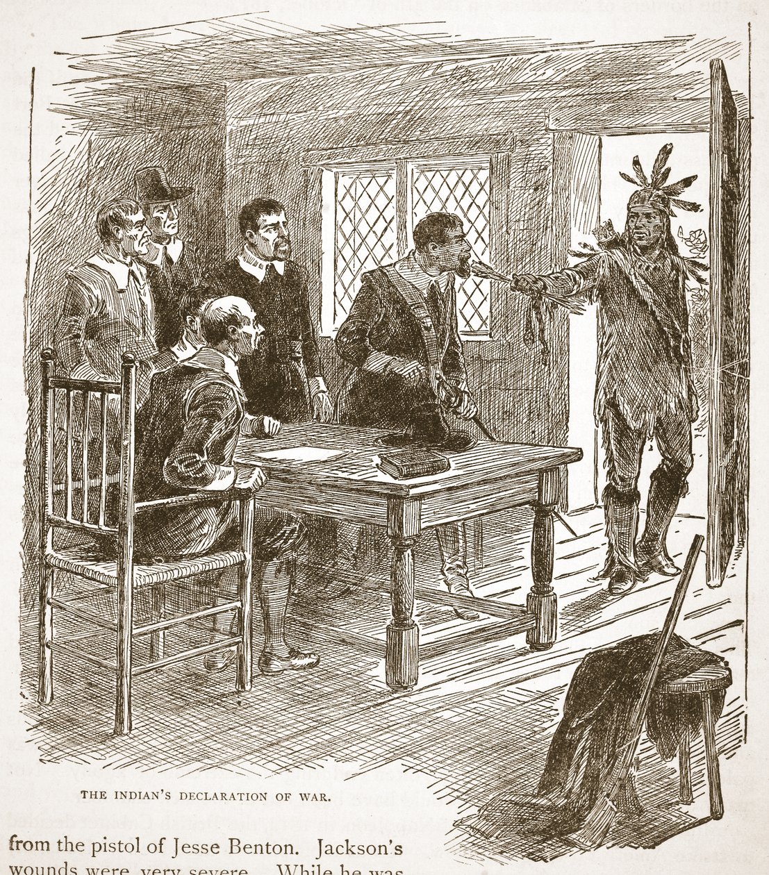 The Indians Declaration of War, de um pub de livros. 1896 de American School