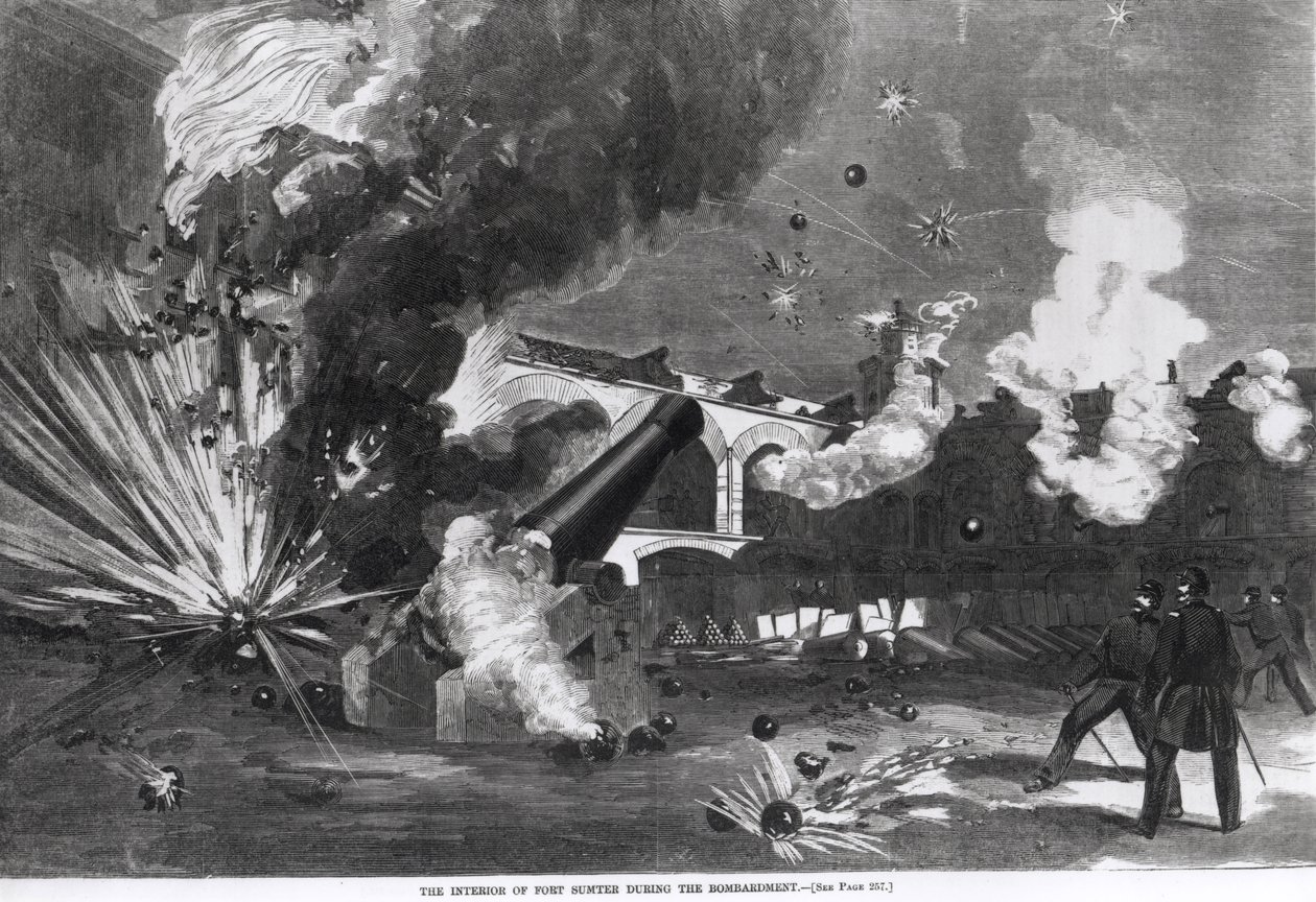 O Interior do Forte Sumter Durante o Bombardeio, 12 de abril de 1861, de &39;Harper&39;s Weekly&39;, 27 de abril de 1861 de American School