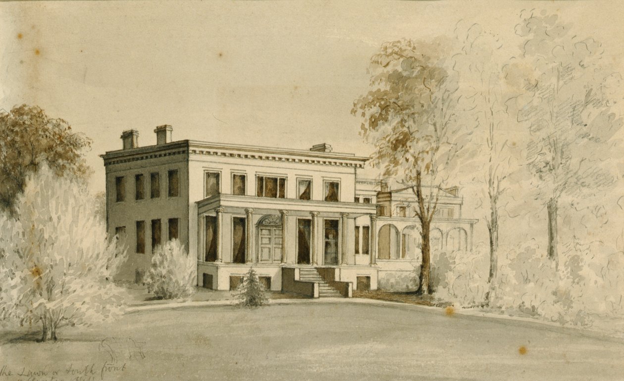 "The Mansion", Centre Hill, Petersburg, Virgínia (aguarela sobre papel) de American School