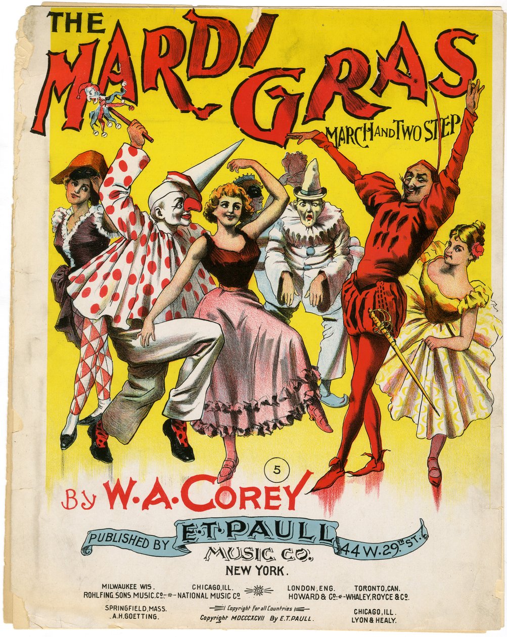 The Mardi Gras March and Two Step [capa de partitura], 1897 de American School
