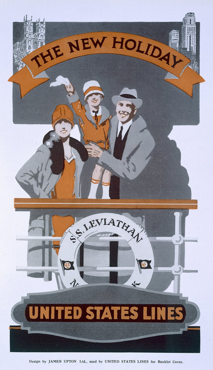 The New Holiday, anúncio de Estados Unidos Lines, SS Leviathan, 1920 de American School