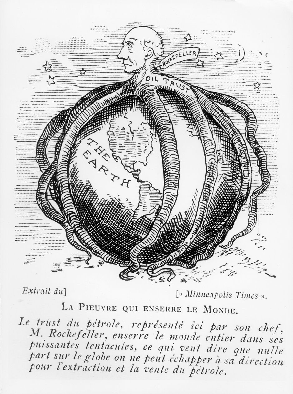 O polvo que estrangula o mundo, cartoon do Minneapolis Times, reproduzido em Lectures Pour Tous, 1902-03 de American School