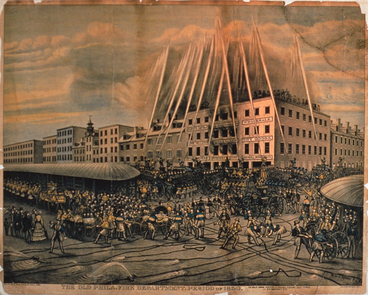 O antigo corpo de bombeiros de Filadélfia, 1850 de American School