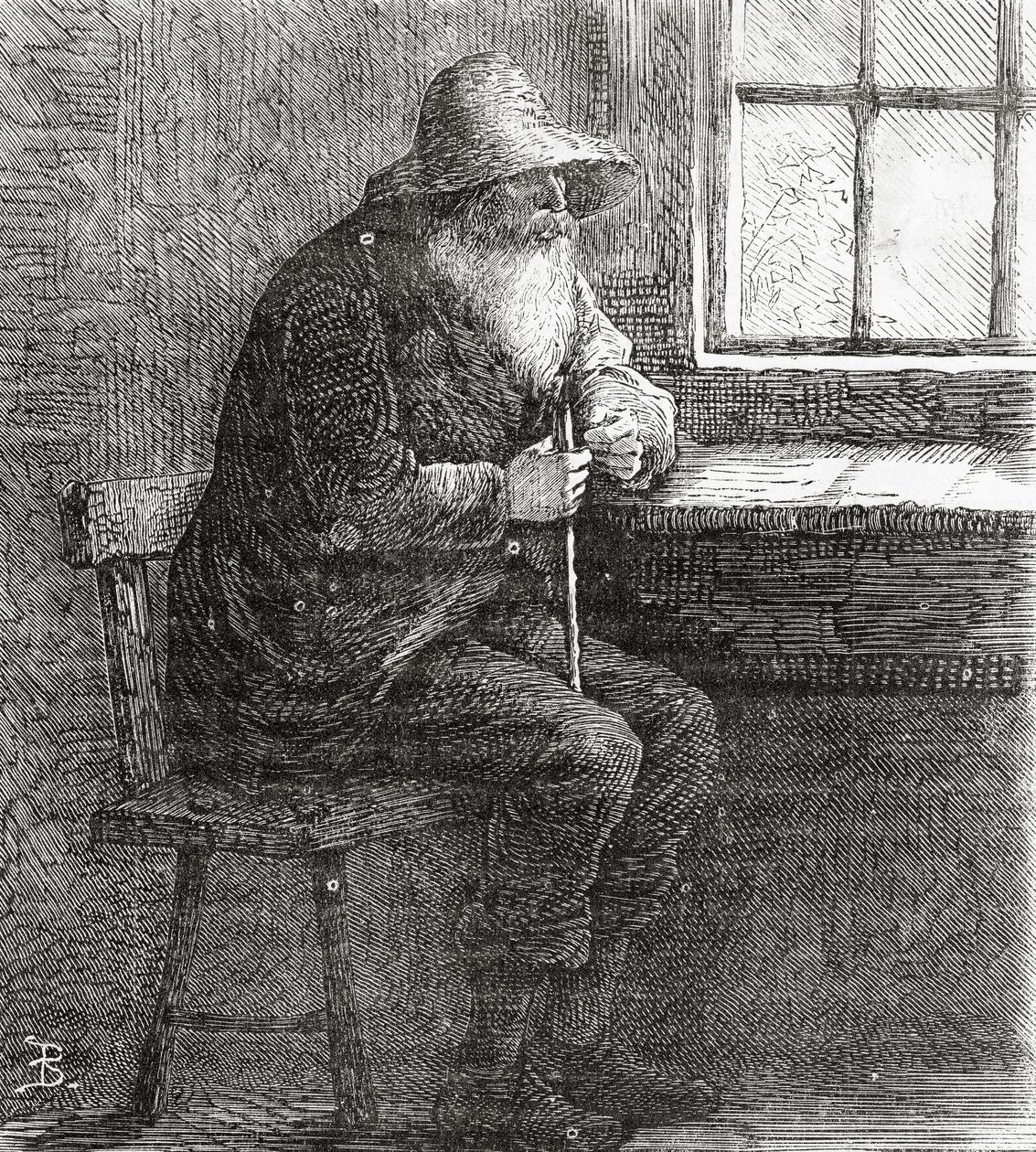 O Patriarca, ilustração de uma reportagem, A Community of Outcasts, de Appletons Journal, 23 de março de 1872 de American School