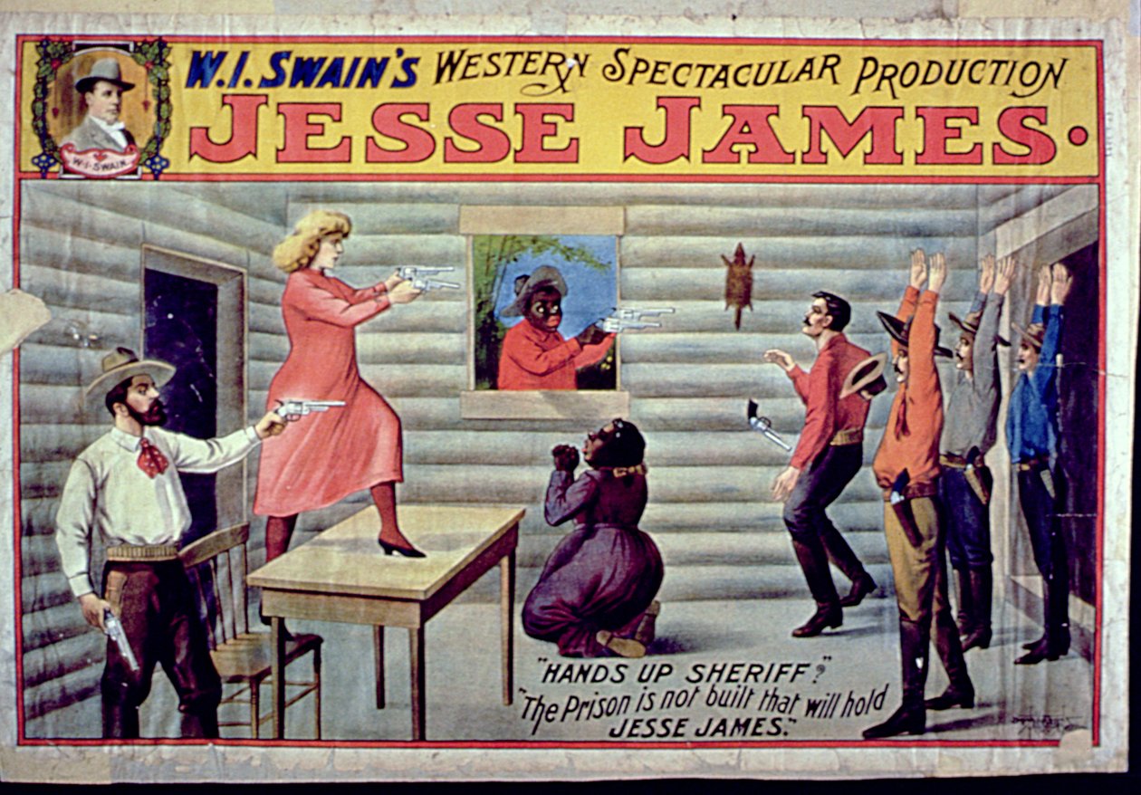 A prisão não é construída para manter Jesse James, propaganda da WI Swains Espetacular produção de Jesse James de American School